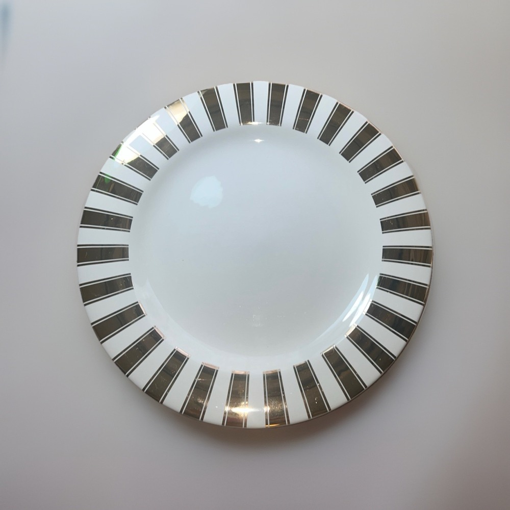 Sparkle And Shine By Noble Excellence Plate Platter‎ 12" Gold And White
